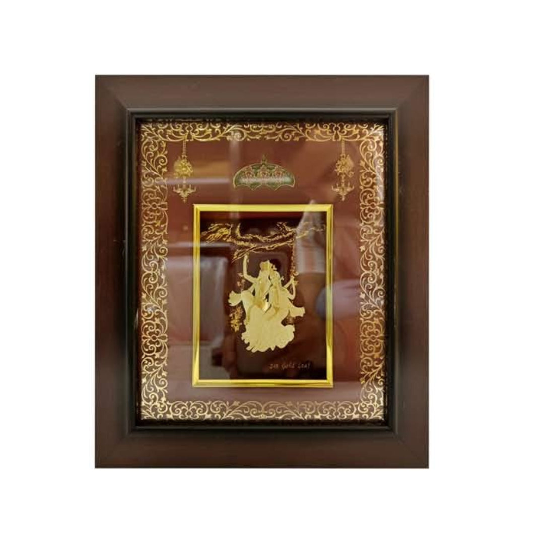 Brown Wooden Gold plated Radha Krishna  frame For Home and office