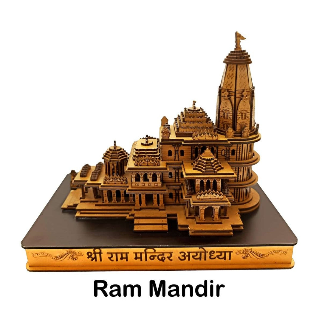 Awadh-Ayodhya Shree Ram Mandir Architectural Model Showpiece for Home Decor, Office | Wooden Showpiece |  Ram mandir Model | ayodhya Temple Model | Gift Pack