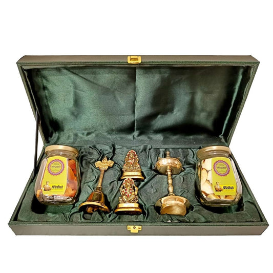 Golden Brass Hindu Religious Gift Set