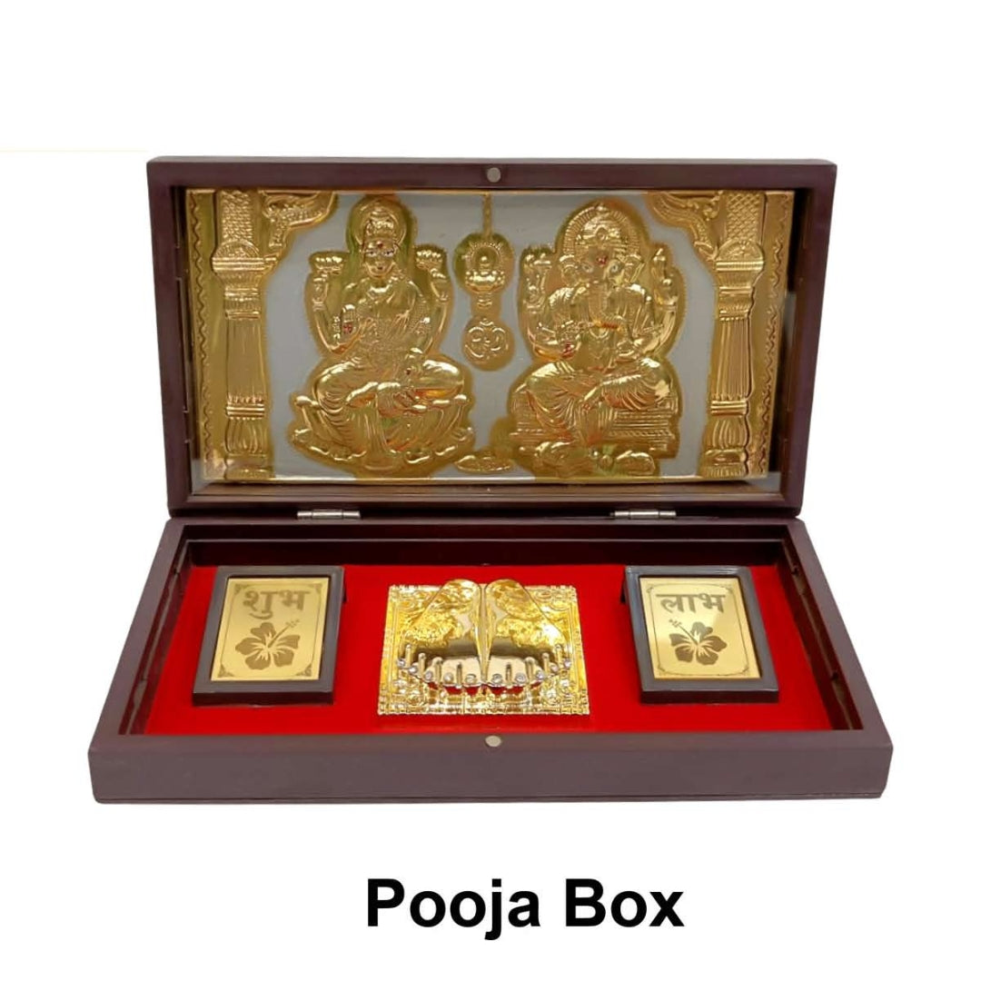 Brass Blessing Gold Plated Laxmi ganesh ji charan  box| an Unique Office