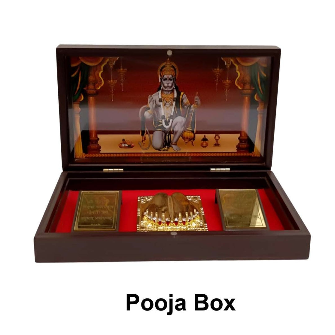 Brass Blessing Gold Plated Hanuman ji charan  box| an Unique Office