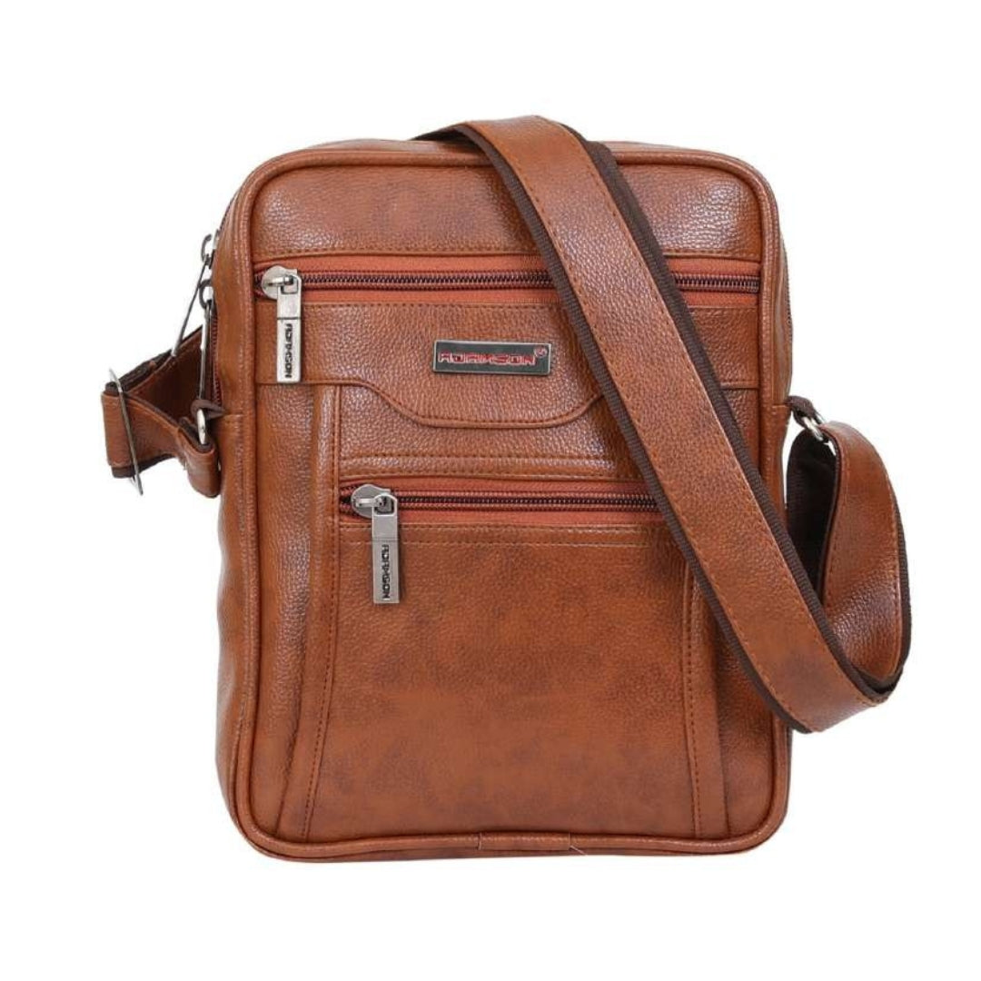 leatherette soft cross body sling bag for mens and women casual office travel bag