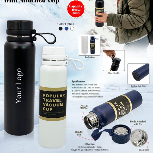 Steel  Vaccum Flask with attached cap  gift for  your friends, husband, wife, daughter, and your son