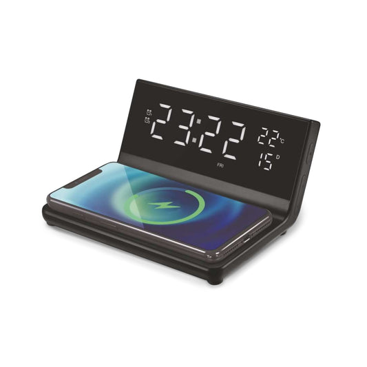 Portronics Freedom 4S Desktop Wireless Charger with Digital Alarm Clock