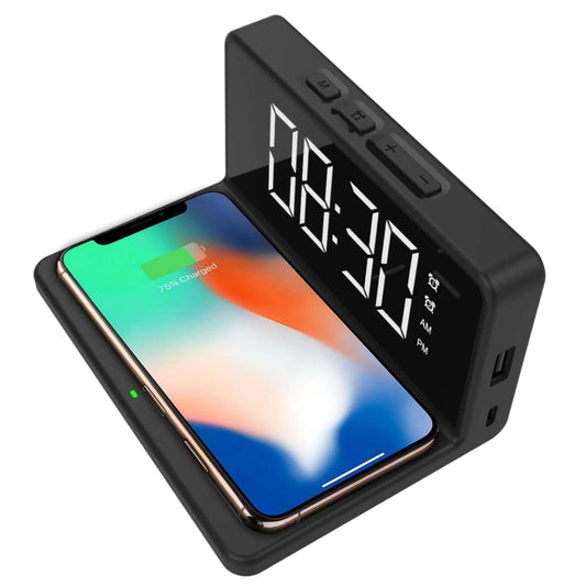 Portronics Desktop Wireless Charger with Digital Alarm Clock