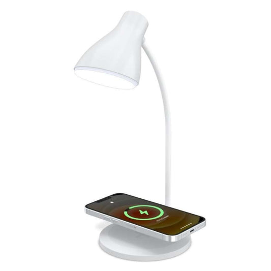 Portronics Brillo 3 Portable Lamp with Wireless Charger with 10W Output, 360° Flexible Neck, Touch Control, Dual Lamp Shades(White)