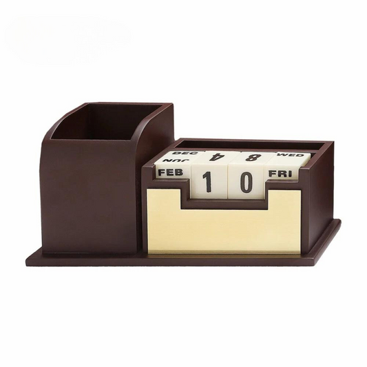 Wood Personalized Pen Stand & Table Calendar With Name Printed