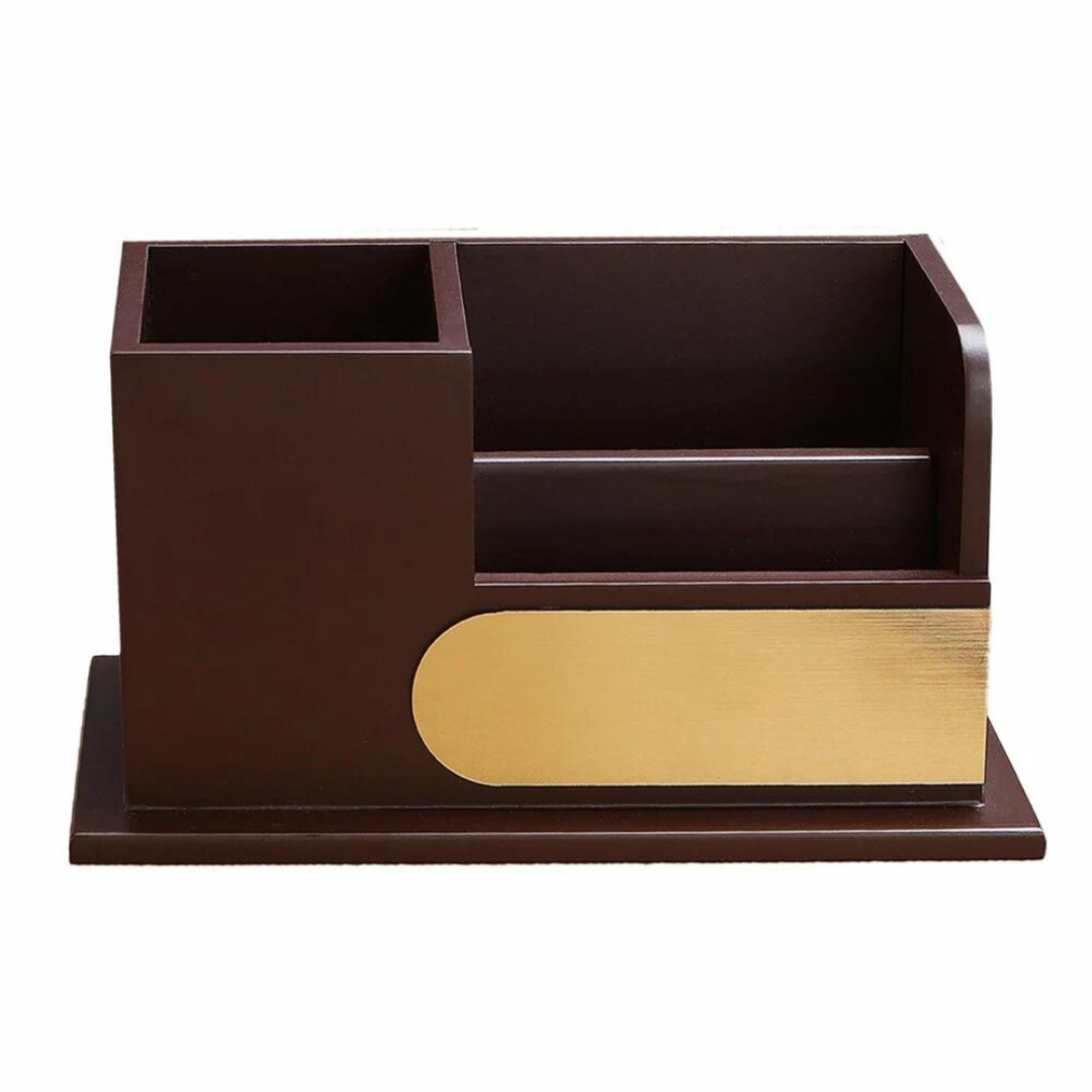 Personalized  Wooden Brown and Black Pen stand For Desk | Pen Stand For Desk