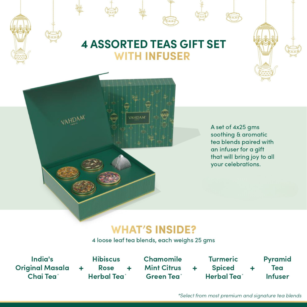 4 assorted tea gift set with infuser