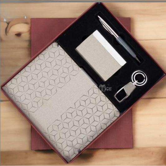 4 in 1 Combo Gift Set for corporate Employee which include diary, pen, Card case and keychain.