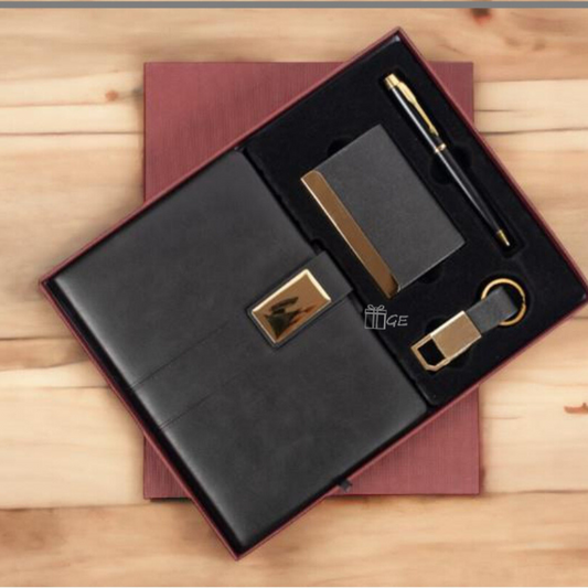 4 in 1 Combo Gift Set for corporate Employee which include diary, pen, Card case and keychain.