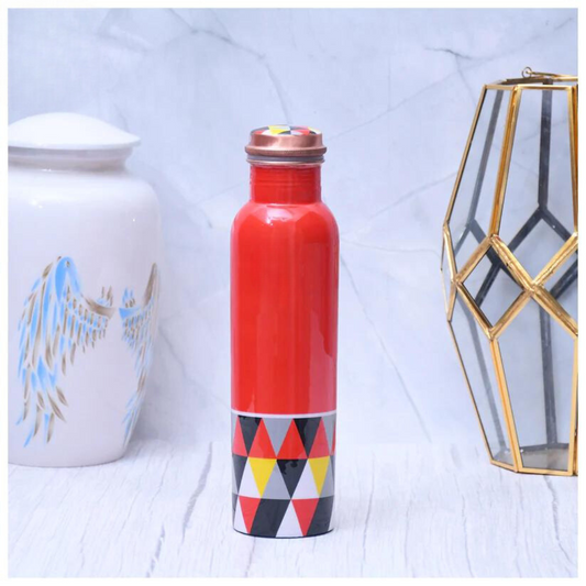 Exclusive Triangle Design Printed Copper Water Bottle Leak Proof Capacity 1000 ML