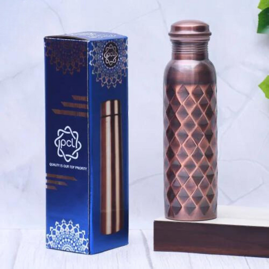 Pure Copper Water Bottle With 2 Antique Engraving Design Capacity 1000ML