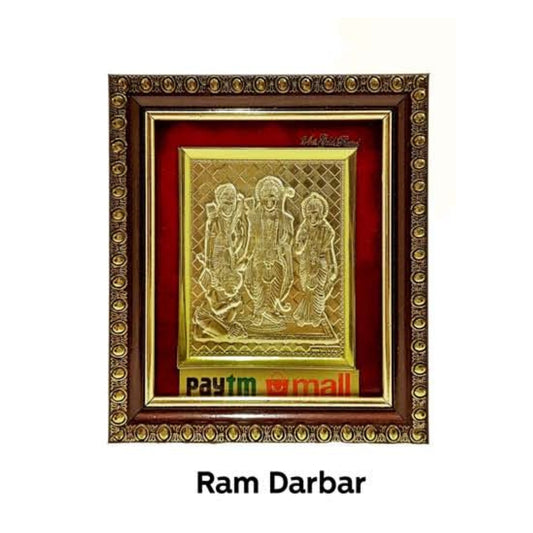 Golden And Brown Wooden 24 Carat Gold Plated Ram Darbar Photo, For Home