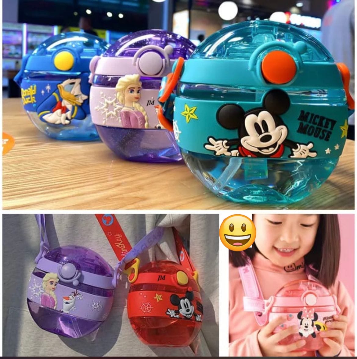 Mouse Round Water Bottle for Kids Round shape Cute Water Bottle Sippy Cup Cartoon Shape Birthday Gift for kids water Bottle for school Toddlers