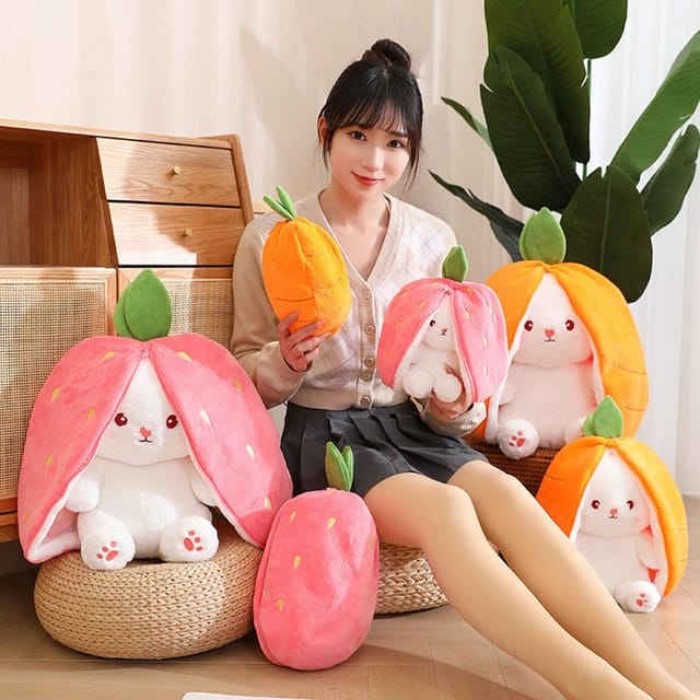 Strawberry Bunny Reversible Plush Toy