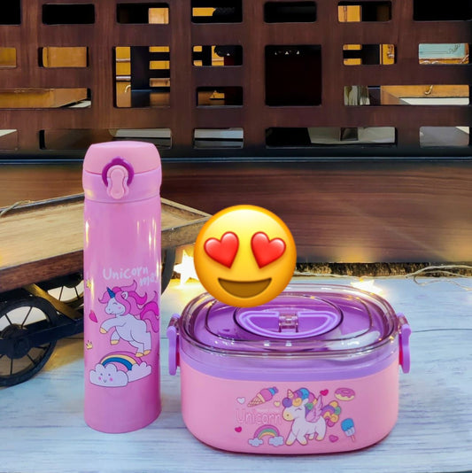 Unicorn bottle lunchbox combo