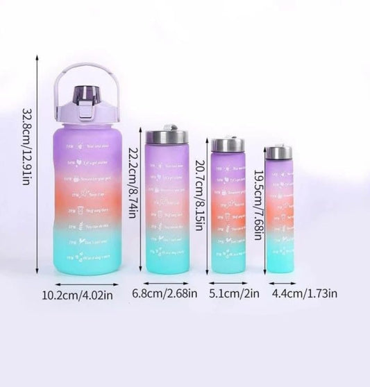 Set of 4 Water Bottle with Motivational Time Marker, Leakproof Durable Non-Toxic Sipper Water Bottle for Office, School Gallon Water Bottle for Gym