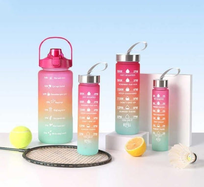 Set of 4 Water Bottle with Motivational Time Marker, Leakproof Durable Non-Toxic Sipper Water Bottle for Office, School Gallon Water Bottle for Gym