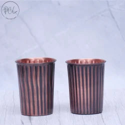 Pure Copper Glasses with  Black Antique Engraving Design