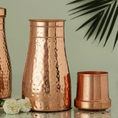 Copper Water Bottle With Glass Vessel